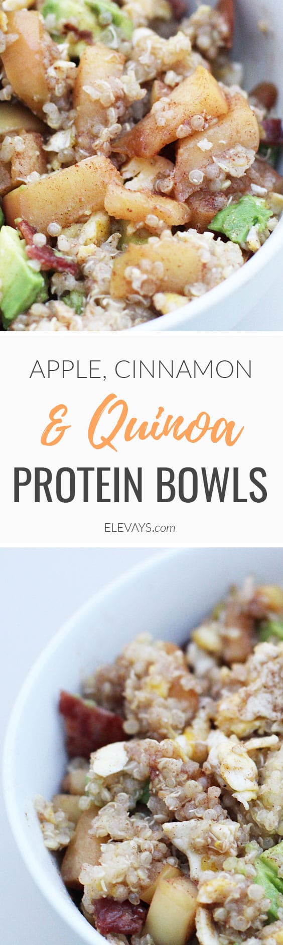 Bring on the protein! If you want a breakfast recipe that will keep you satisfied for hours as you start your day, this is apple and quinoa protein bowl is the one to try. #quinoa #protein