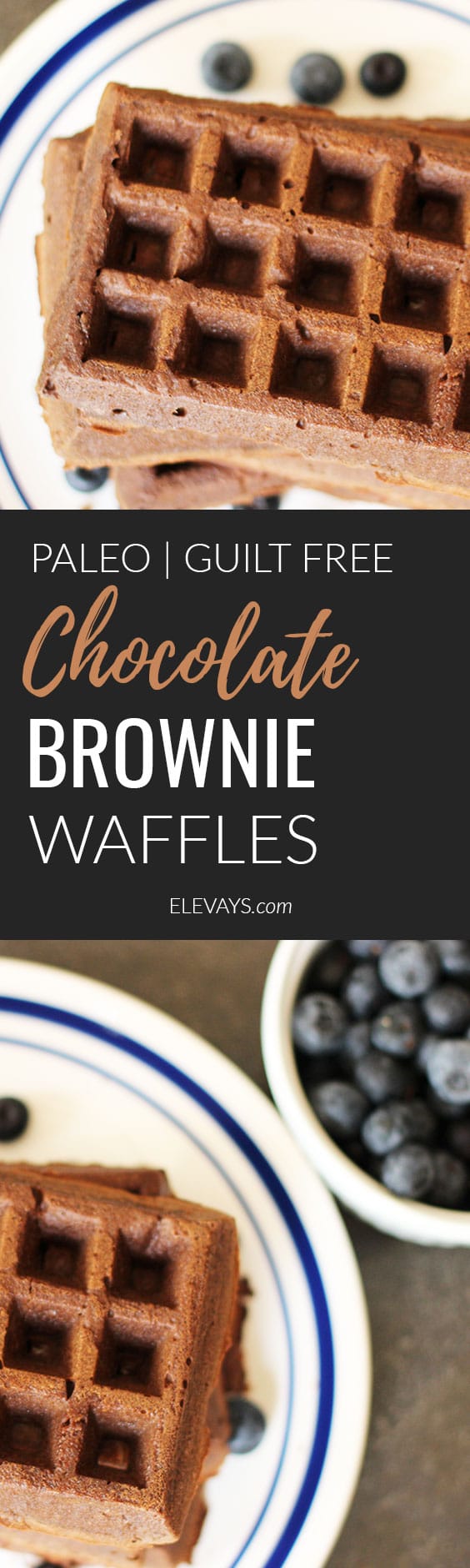 Paleo and guilt free, these chocolate brownie waffles are a breakfast treat! #chocolate #paleo #brownie #waffles