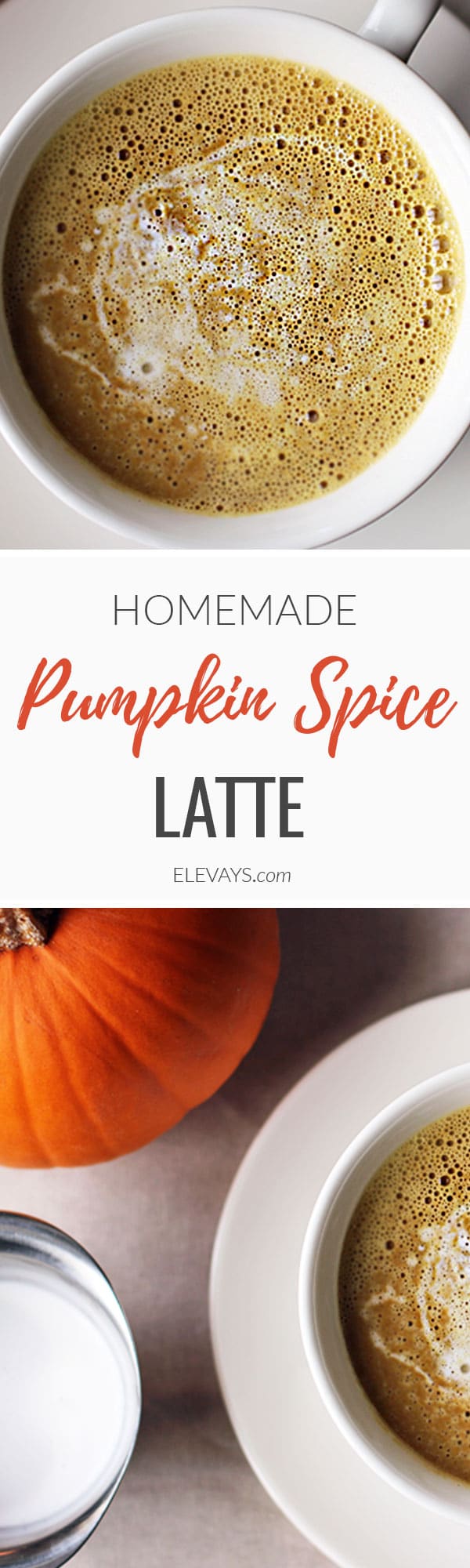Our homemade pumpkin spice latte is like a warm fall hug and way healthier than the starbucks variety! #latte #healthydrink #pumpkin