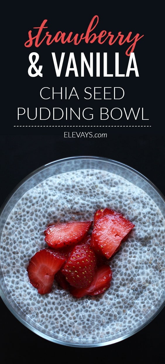 Dairy free and great for your digestive system, this strawberry and vanilla chia seed pudding bowl is the perfect healthy treat. #Pudding #Strawberries #ChiaSeed #HealthyRecipe