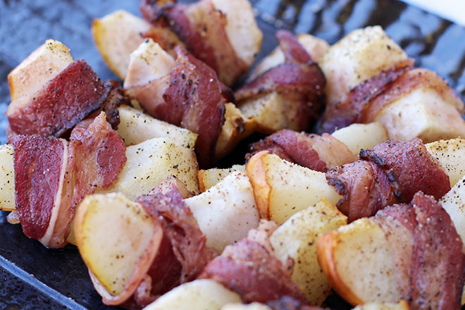 Bacon Wrapped Bartlett Pears