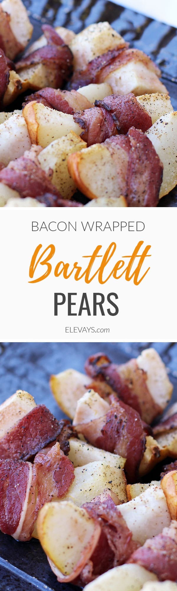Delicious Beef Bacon Wrapped Bartlett Pears are a perfect fall recipe for a snack or a side. #paleo #eathealthy #bacon