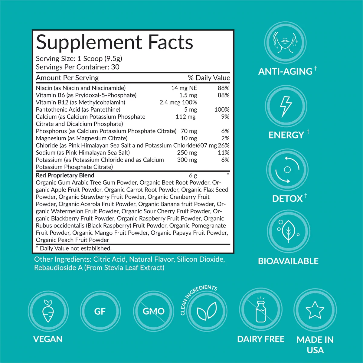 Hydration Superfood Energy Supplement Facts
